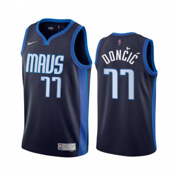 2020-21 Dallas Mavericks Luka Doncic Earned Edition Navy #77 Jersey