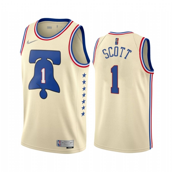 2020-21 Philadelphia 76ers Mike Scott Earned Edition Cream #1 Jersey