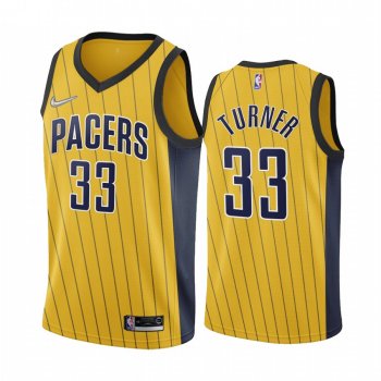 Myles Turner Indiana Pacers 2020-21 Earned Edition Gold #33 Jersey Swingman