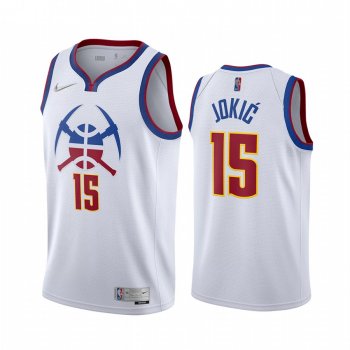 2020-21 Denver Nuggets Nikola Jokic Earned Edition White #15 Jersey