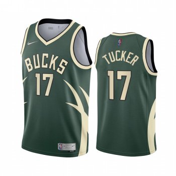 P.J. Tucker Milwaukee Bucks 2021 Earned Edition Green #17 Jersey Swingman