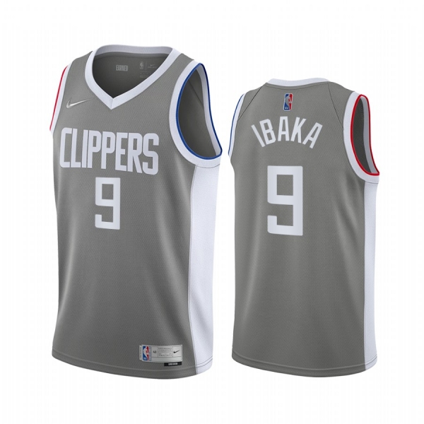 2020-21 LA Clippers Serge Ibaka Earned Edition Gray #9 Jersey