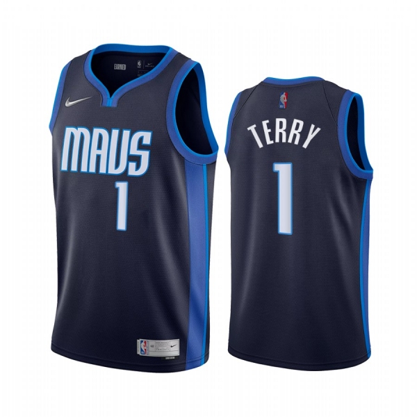 2020-21 Dallas Mavericks Tyrell Terry Earned Edition Navy #1 Jersey