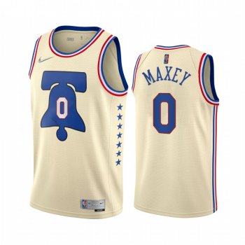 2020-21 Philadelphia 76ers Tyrese Maxey Earned Edition Cream #0 Jersey