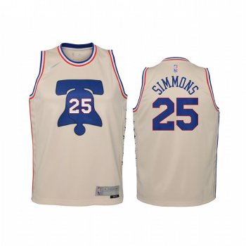 Youth Philadelphia 76ers Ben Simmons 2021 Earned Edition Cream Jersey Swingman #25