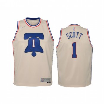 Youth Mike Scott Philadelphia 76ers 2021 Earned Edition Cream Jersey Swingman