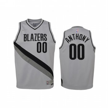 Youth Portland Trail Blazers Carmelo Anthony 2021 Earned Edition Gray Jersey Swingman #00