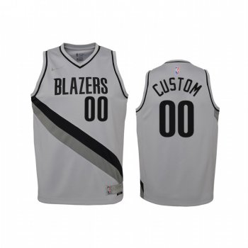 Youth Portland Trail Blazers Custom 2021 Earned Edition Gray Jersey Swingman #00