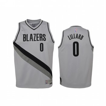 Youth Portland Trail Blazers Damian Lillard 2021 Earned Edition Gray Jersey Swingman #0