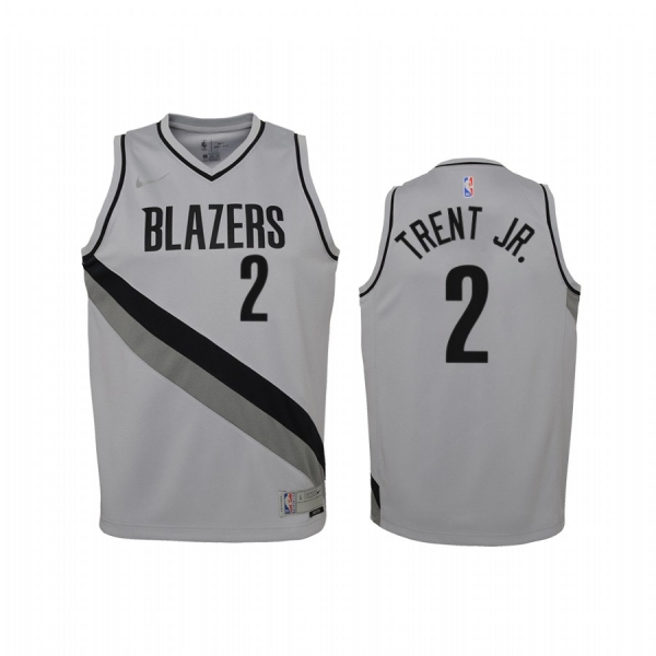 Youth Portland Trail Blazers Gary Trent Jr. 2021 Earned Edition Gray Jersey Swingman #2