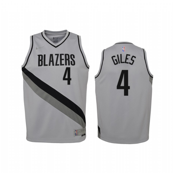 Youth Portland Trail Blazers Harry Giles 2021 Earned Edition Gray Jersey Swingman #4