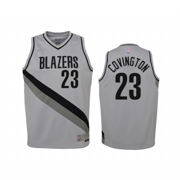 Youth Portland Trail Blazers Robert Covington 2021 Earned Edition Gray Jersey Swingman #23