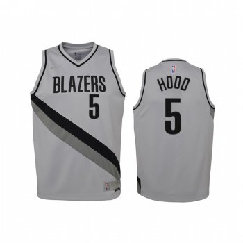 Youth Portland Trail Blazers Rodney Hood 2021 Earned Edition Gray Jersey Swingman #5