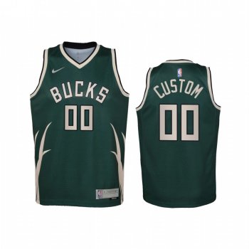 Youth Custom Milwaukee Bucks 2021 Earned Edition Green Jersey Swingman