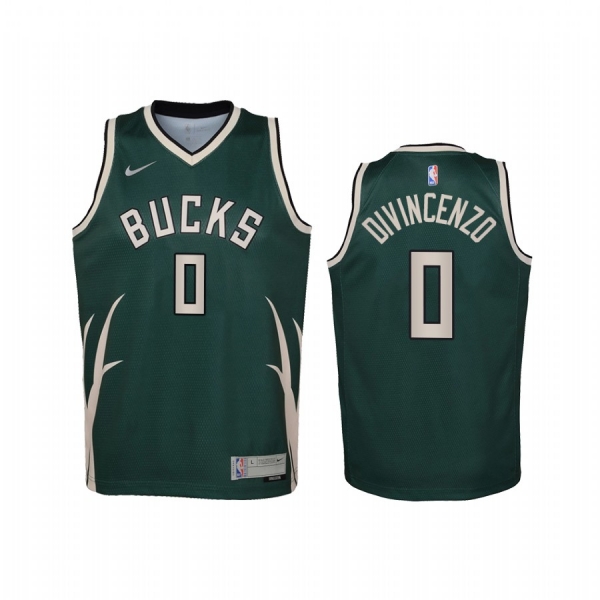 Youth Donte DiVincenzo Milwaukee Bucks 2021 Earned Edition Green Jersey Swingman