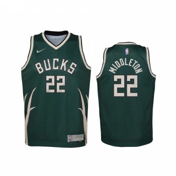 Youth Milwaukee Bucks Khris Middleton 2021 Earned Edition Green Jersey Swingman #22