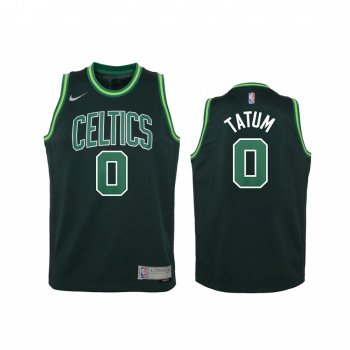 Youth Boston Celtics Jayson Tatum 2021 Earned Edition Green Jersey Swingman #0