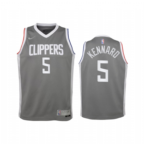 Youth LA Clippers Luke Kennard 2021 Earned Edition Gray Jersey Swingman #5