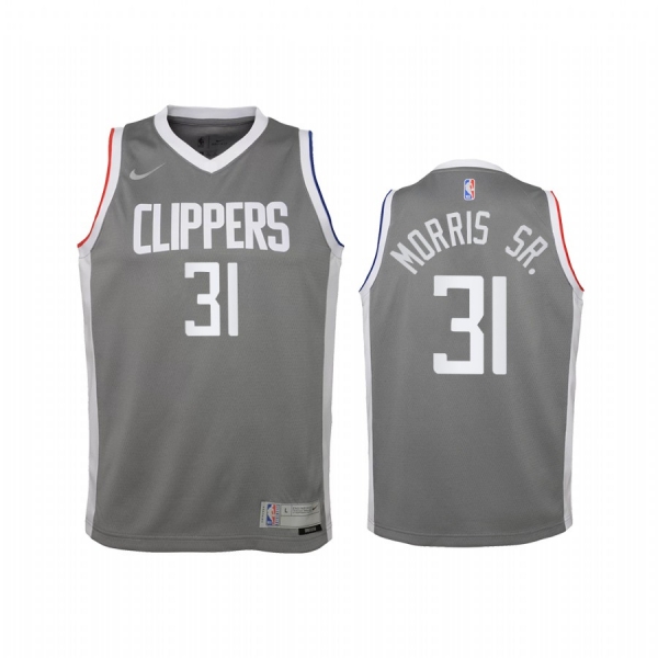 Youth LA Clippers Marcus Morris Sr. 2021 Earned Edition Gray Jersey Swingman #31