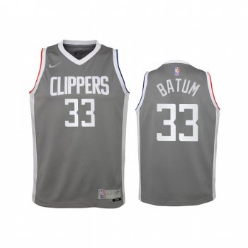 Youth LA Clippers Nicolas Batum 2021 Earned Edition Gray Jersey Swingman #33