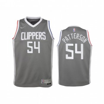 Youth LA Clippers Patrick Patterson 2021 Earned Edition Gray Jersey Swingman #54