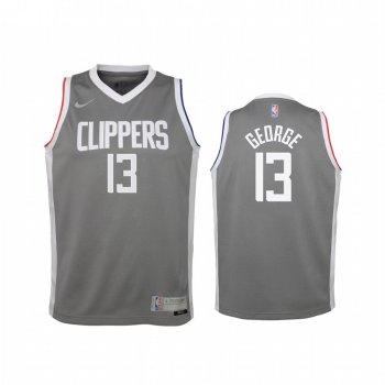 Youth Los Angeles Clippers Paul George 2021 Earned Edition Gray Jersey Swingman #13