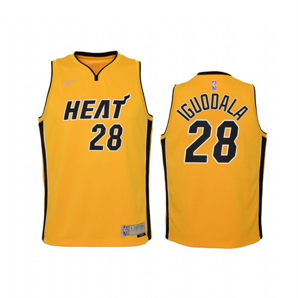 Youth Miami Heat Andre Iguodala 2021 Earned Edition Yellow Jersey #28