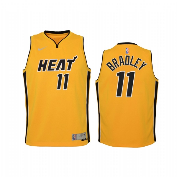 Youth Miami Heat Avery Bradley 2021 Earned Edition Yellow Jersey #11