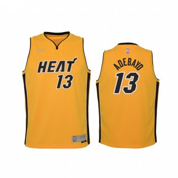 Youth Miami Heat Bam Adebayo 2021 Earned Edition Yellow Jersey Swingman #13