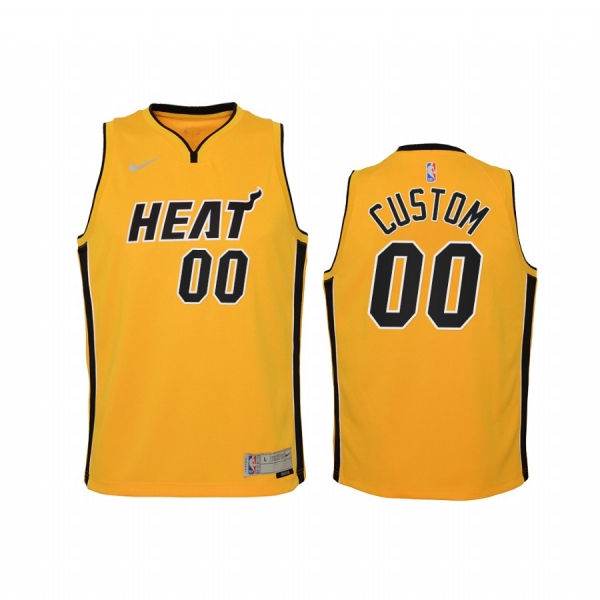 Youth Miami Heat Custom 2021 Earned Edition Yellow Jersey #00