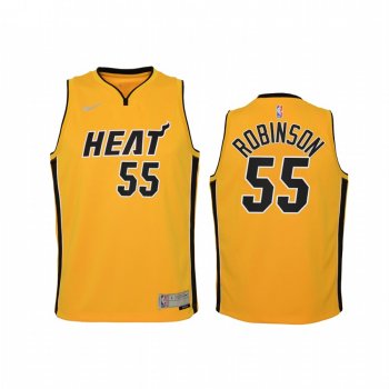 Youth Miami Heat Duncan Robinson 2021 Earned Edition Yellow Jersey #55