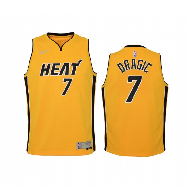 Youth Miami Heat Goran Dragic 2021 Earned Edition Yellow Jersey #7