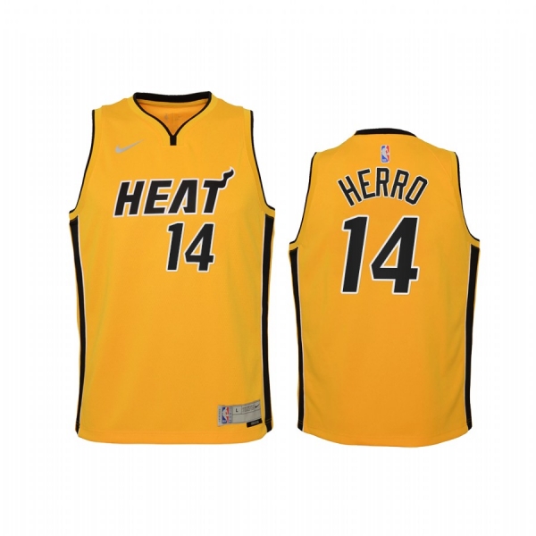 Youth Miami Heat Tyler Herro 2021 Earned Edition Yellow Jersey #14