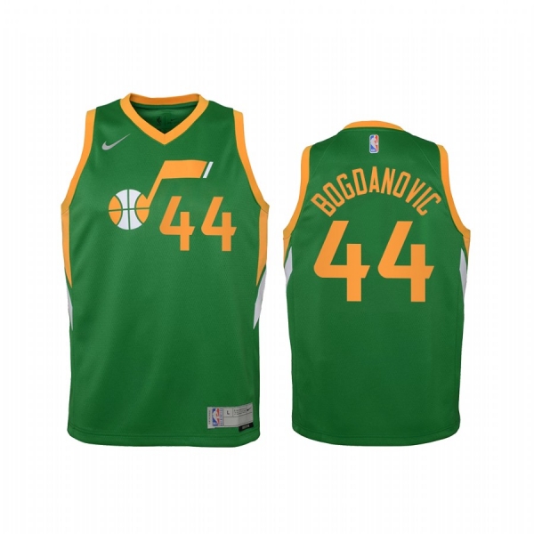 Youth Utah Jazz Bojan Bogdanovic 2021 Earned Edition Green Jersey Swingman #44