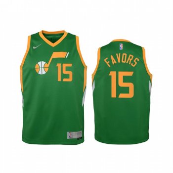 Youth Utah Jazz Derrick Favors 2021 Earned Edition Green Jersey Swingman #15