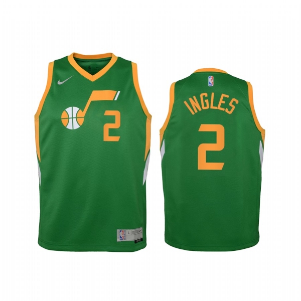 Youth Utah Jazz Joe Ingles 2021 Earned Edition Green Jersey Swingman #2