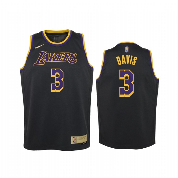 Youth Los Angeles Lakers Anthony Davis 2021 Earned Edition Black Jersey Swingman #3