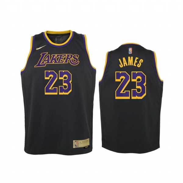 Youth Los Angeles Lakers LeBron James 2021 Earned Edition Black Jersey Swingman #23