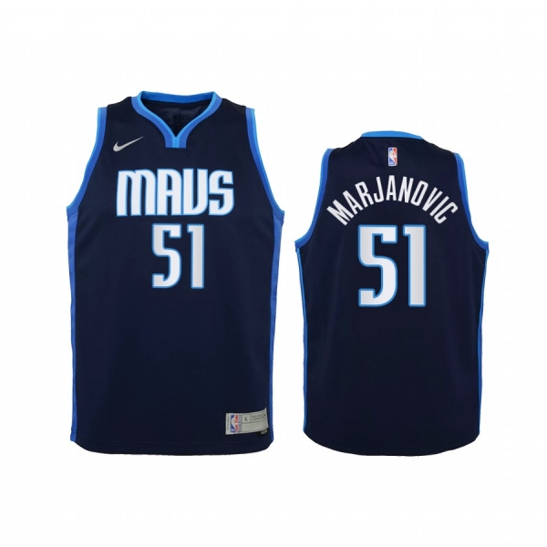 Youth Dallas Mavericks Boban Marjanovic 2021 Earned Edition Navy Jersey Swingman #51