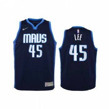 Youth Dallas Mavericks Courtney Lee 2021 Earned Edition Navy Jersey Swingman #45