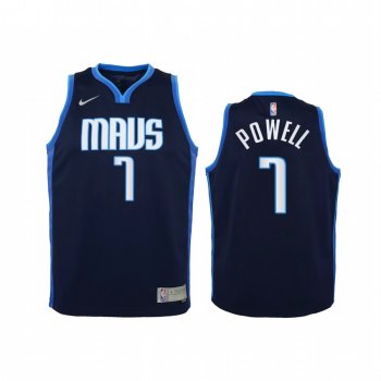 Youth Dallas Mavericks Dwight Powell 2021 Earned Edition Navy Jersey Swingman #7