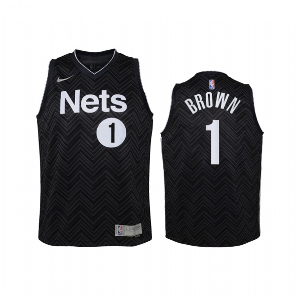 Youth Brooklyn Nets Bruce Brown 2021 Earned Edition Black Jersey Swingman #1