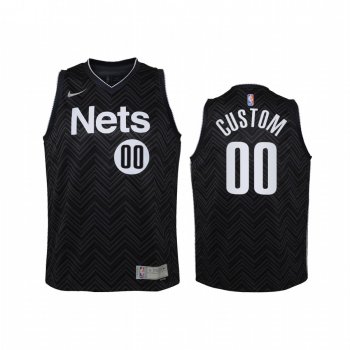 Youth Brooklyn Nets Custom 2021 Earned Edition Black Jersey Swingman #00