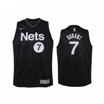 Youth Brooklyn Nets Keven Durant 2021 Earned Edition Black Jersey Swingman #7