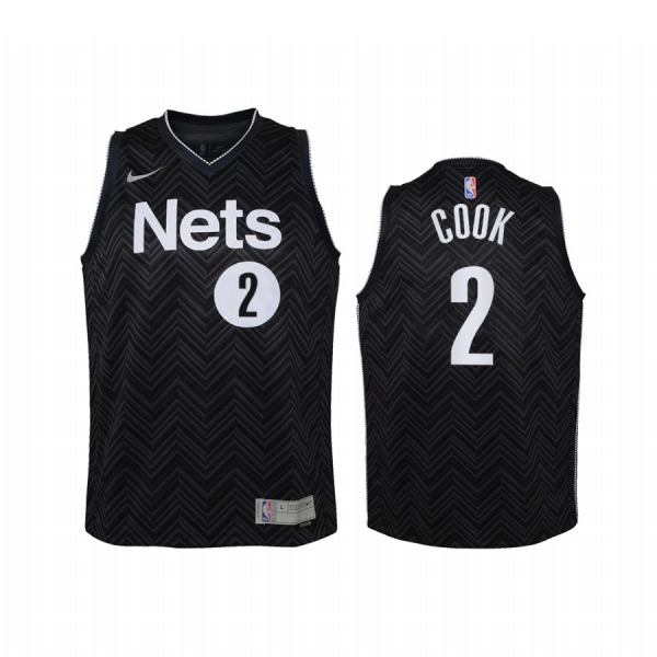 Youth Brooklyn Nets Tyler Cook 2021 Earned Edition Black Jersey Swingman #2