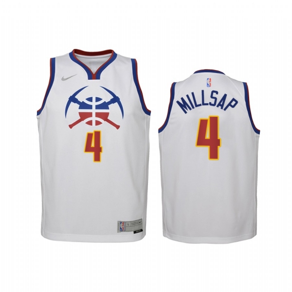 Youth Denver Nuggets Paul Millsap 2021 Earned Edition White Jersey Swingman #4