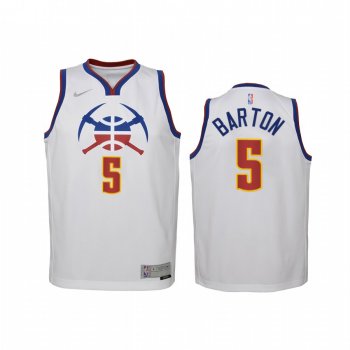 Youth Denver Nuggets Will Barton 2021 Earned Edition White Jersey Swingman #5