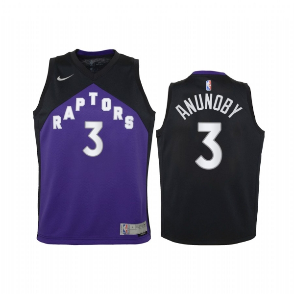 Youth Toronto Raptors OG Anunoby 2021 Earned Edition purple Jersey Swingman #3