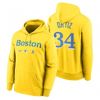 Boston Red Sox David Ortiz Gold 2021 City Connect Baseball Therma Pullover Hoodie