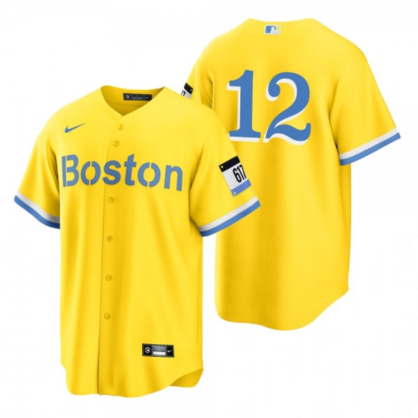 Boston Red Sox Marwin Gonzalez Gold Light Blue 2021 City Connect Replica Jersey